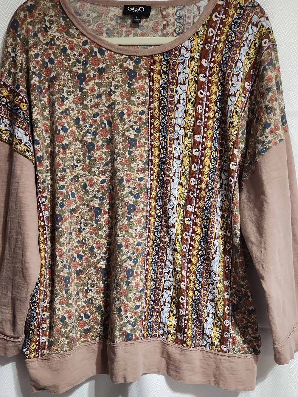 L GiGiO Women's Floral Patchwork Pullover